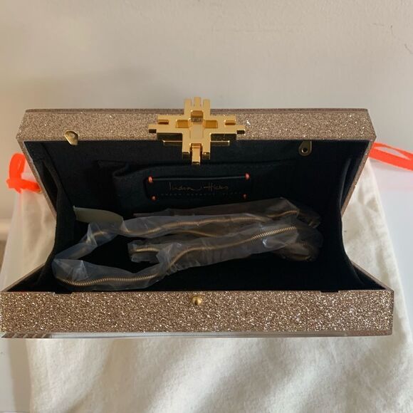 India Hicks Glitter Box Clutch - New - Picture 6 of 13